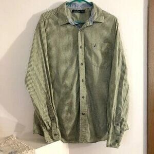 Nautica sz L Yellow & Black Poplin Gingham Shirt